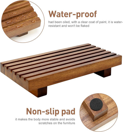 Acacia Wood Riser for Bathroom Counter Tray Decor Kitchen Sink Soap Dish