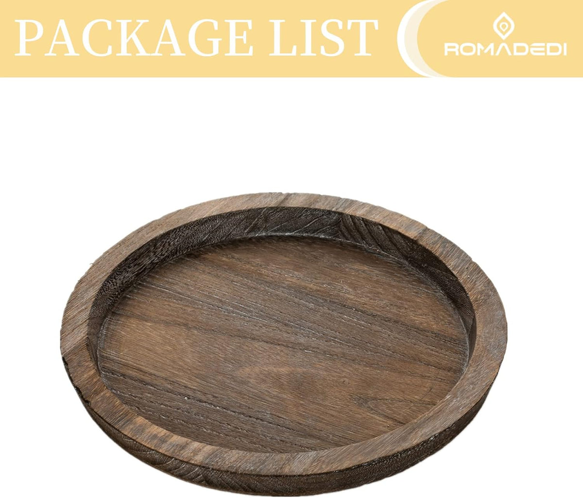 Romadedi Farmhouse Wooden Candle Tray, 11 Inch Round