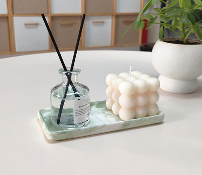 6.4" Porcelain Small Bathroom Narrow Mini Tray - Green