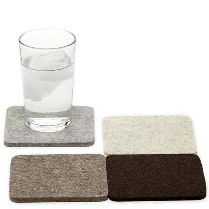 Graf Lantz - Bierfilzl Merino Wool Round Coasters Set of 4 - Charcoal (4" Circles) - Absorbs 30% of Weight - German Wool - Heat Resistant, Sustainable, & Reusable - Home Decor & Coffee Table Decor