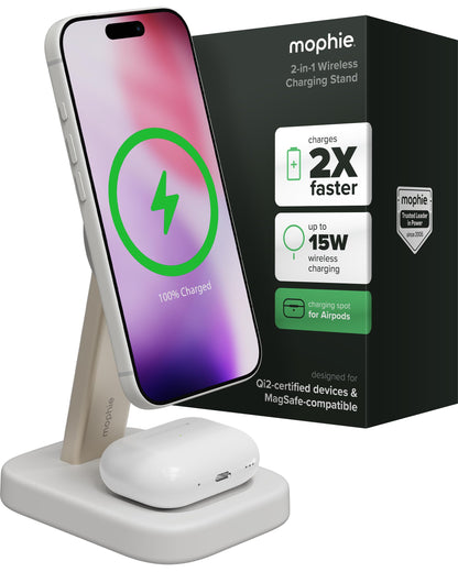 Mophie 3-in-1 Wireless Charging Stand - Qi2-Certified w/Up to 15W Power