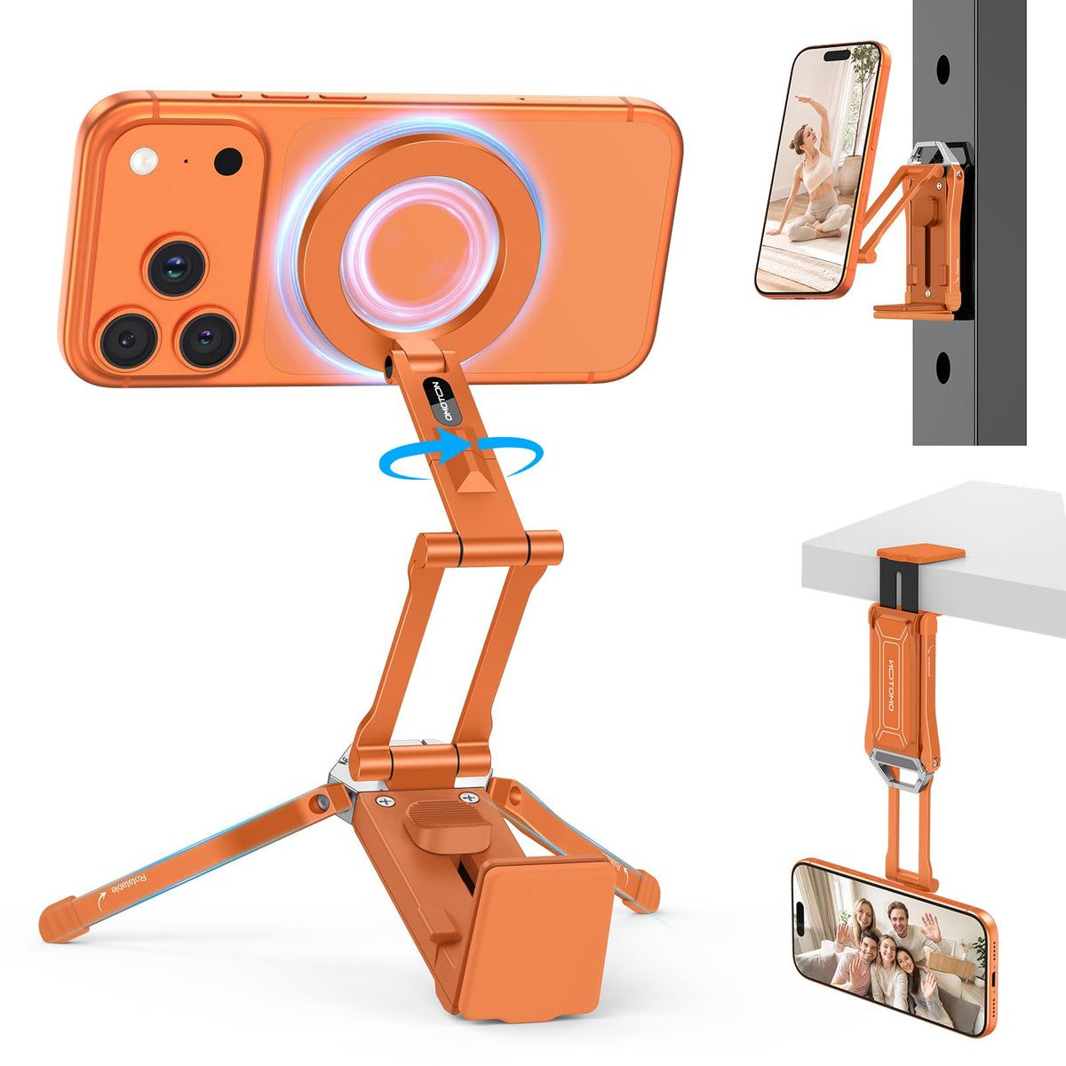 OMOTON TP02 Magnetic Phone Tripod for MagSafe, 360° Pivot, Clamp & Stand