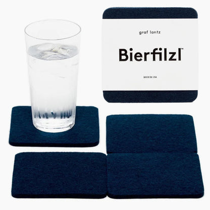 Graf Lantz - Bierfilzl Merino Wool Round Coasters Set of 4 - Charcoal (4" Circles) - Absorbs 30% of Weight - German Wool - Heat Resistant, Sustainable, & Reusable - Home Decor & Coffee Table Decor