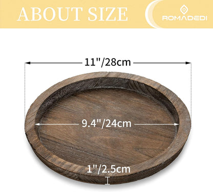 Romadedi Farmhouse Wooden Candle Tray, 11 Inch Round