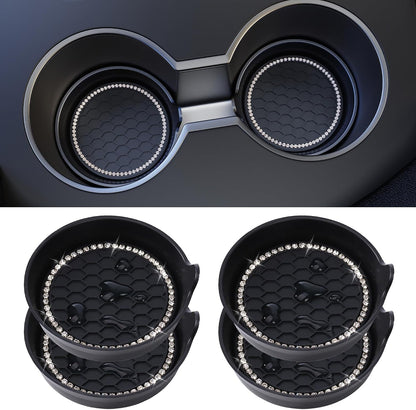Amooca 4-Pack Car Cup Holder Coaster Bling Crystal Rhinestone Car Interior