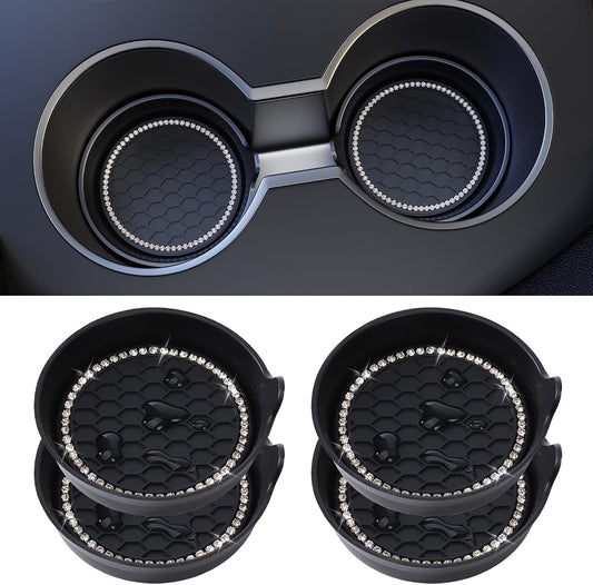 Amooca 4-Pack Car Cup Holder Coaster Bling Crystal Rhinestone Car Interior