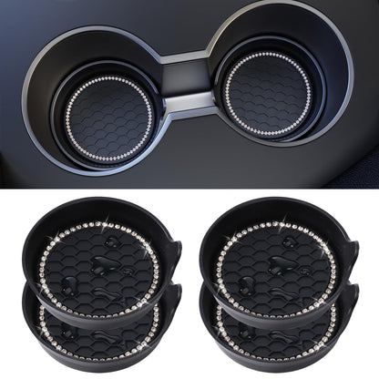 Amooca 4-Pack Car Cup Holder Coaster Bling Crystal Rhinestone Car Interior