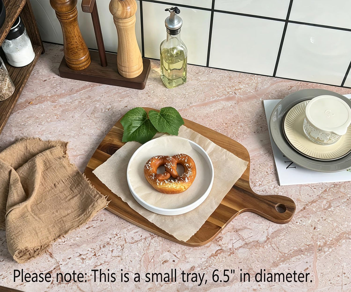 White Round Small Mini Tray (6.5 inch), Hard Plastic Circular Tray