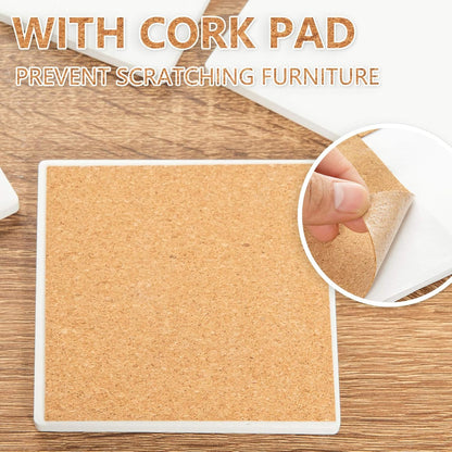 Blank Ceramic Coasters White Ceramic Tiles for Crafts 4x4 in 12 Pcs
