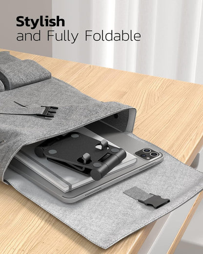 Nulaxy Full Aluminum Dual Folding Cell Phone Stand for Desk, Black