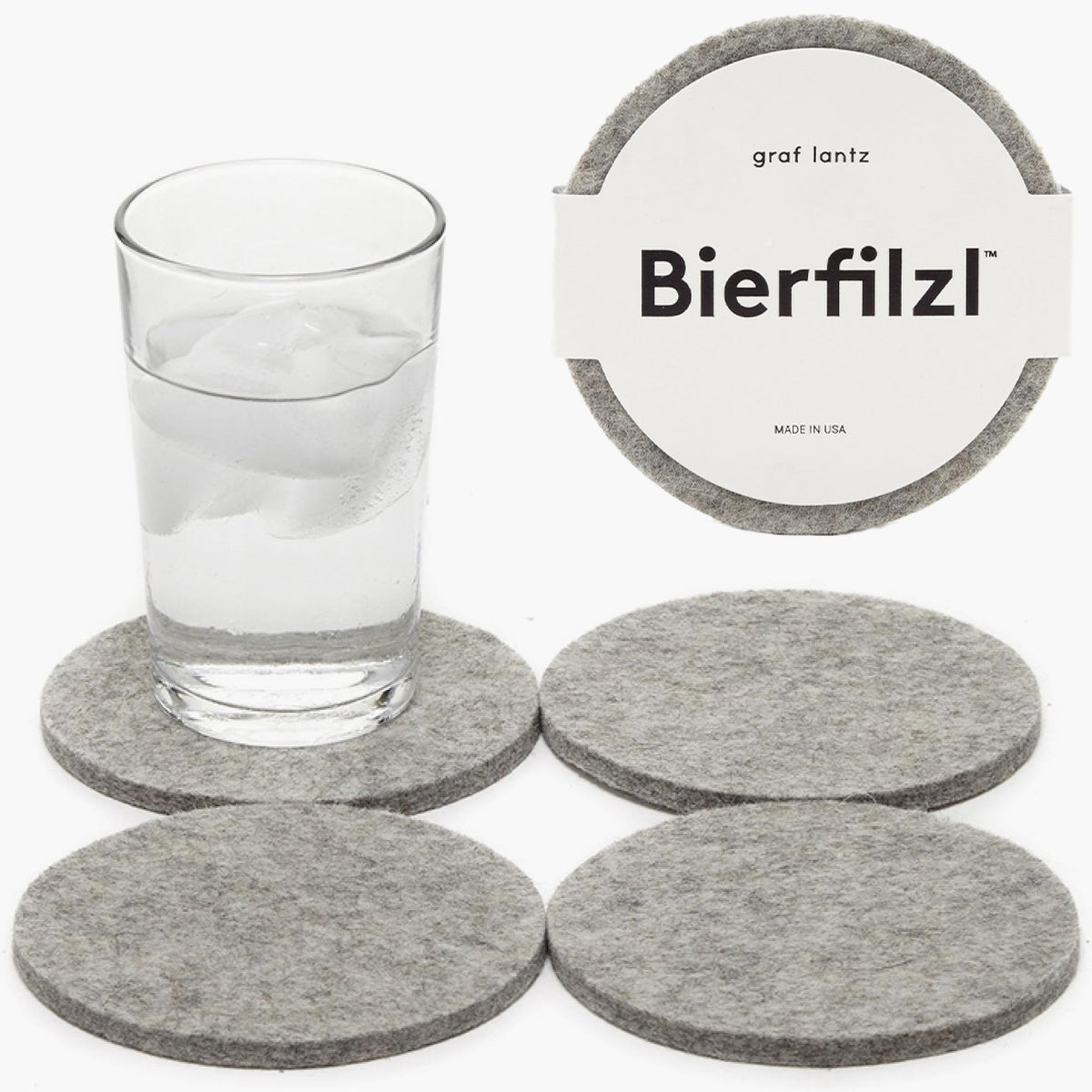 Graf Lantz - Bierfilzl Merino Wool Round Coasters Set of 4 - Charcoal (4" Circles) - Absorbs 30% of Weight - German Wool - Heat Resistant, Sustainable, & Reusable - Home Decor & Coffee Table Decor