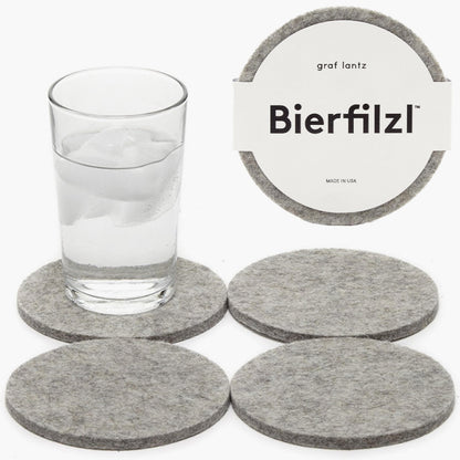 Graf Lantz - Bierfilzl Merino Wool Round Coasters Set of 4 - Charcoal (4" Circles) - Absorbs 30% of Weight - German Wool - Heat Resistant, Sustainable, & Reusable - Home Decor & Coffee Table Decor