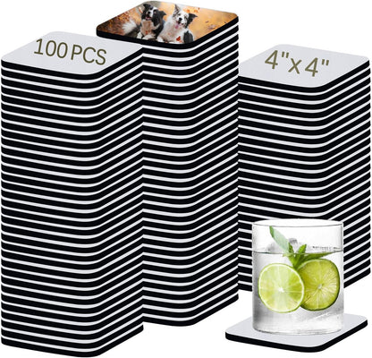 80 PCS Sublimation Blank Cup Coasters Bulk, 4x4 Inch Round Blank Cup Mat Rubber for Sublimation Transfer Heat Press Printing DIY Crafts
