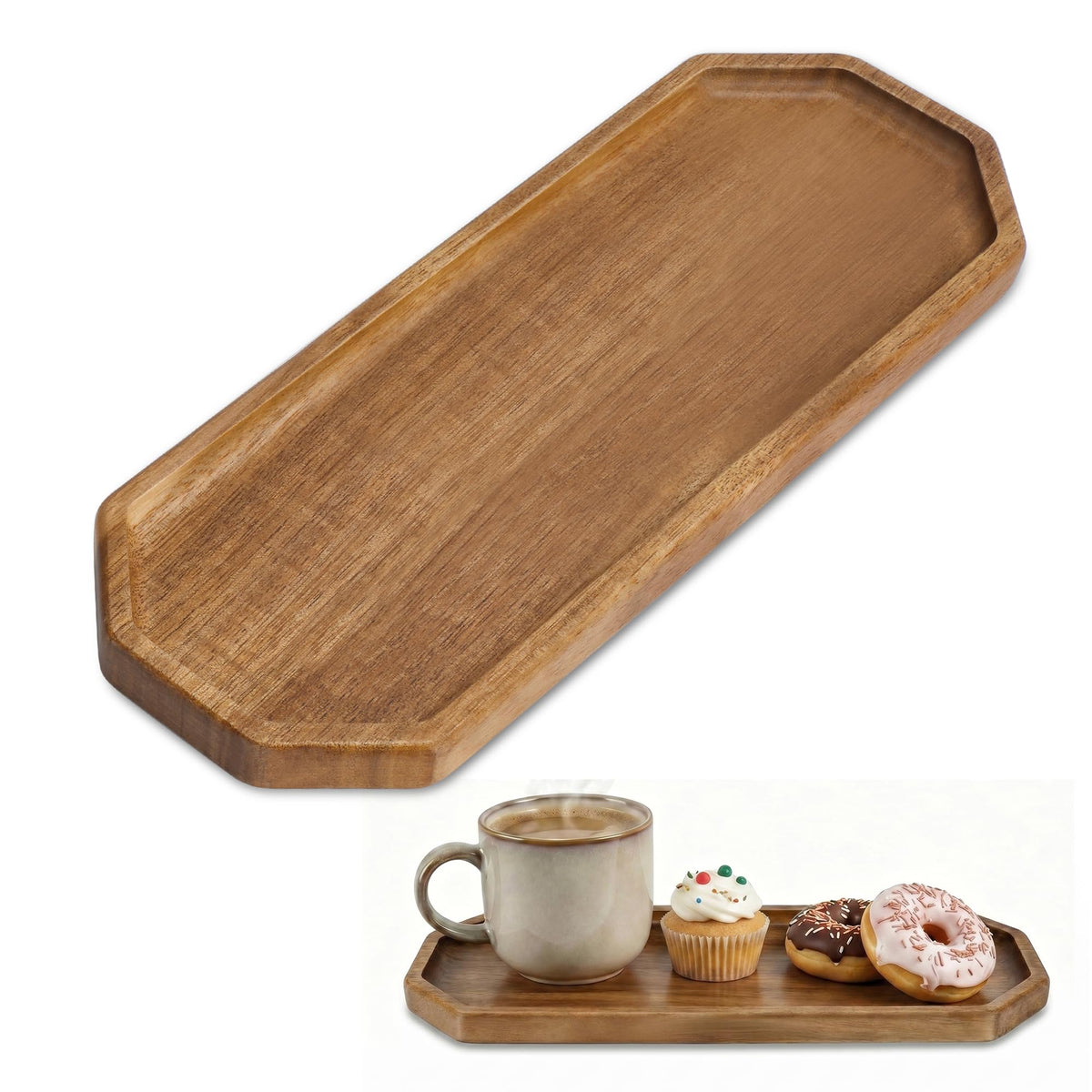 Small Wooden Tray | Acacia Wood Serving Tray Platter Mini Vanity Tray Decor