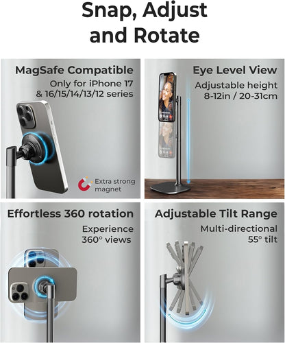 COOPER MagStand Magnetic Phone Stand for Desk, MagSafe Tripod iPhone 18 Pro