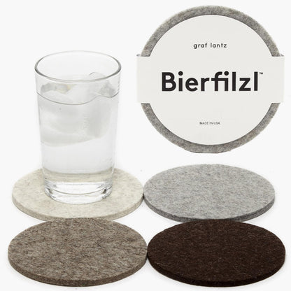 Graf Lantz - Bierfilzl Merino Wool Round Coasters Set of 4 - Charcoal (4" Circles) - Absorbs 30% of Weight - German Wool - Heat Resistant, Sustainable, & Reusable - Home Decor & Coffee Table Decor