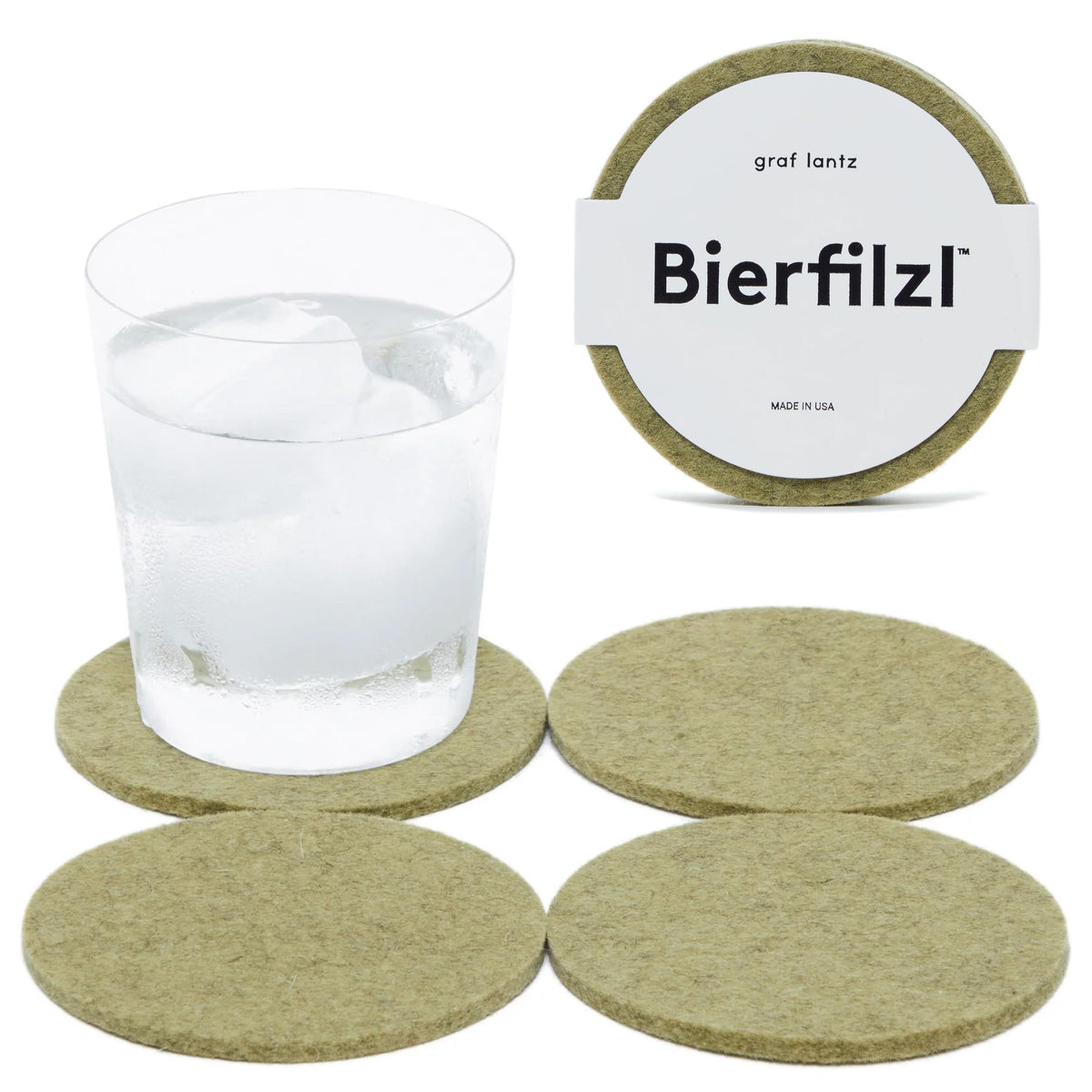 Graf Lantz - Bierfilzl Merino Wool Round Coasters Set of 4 - Charcoal (4" Circles) - Absorbs 30% of Weight - German Wool - Heat Resistant, Sustainable, & Reusable - Home Decor & Coffee Table Decor