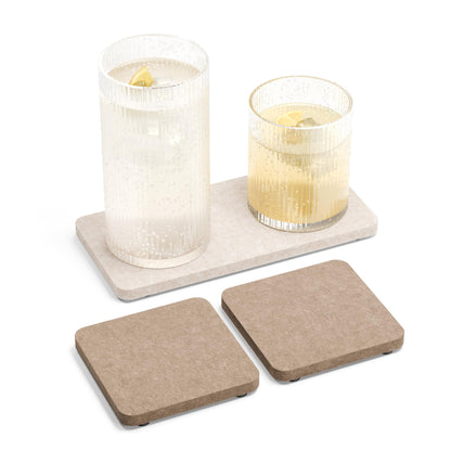 Fluxynara Felt Coasters with Holder, Set of 8 for Drinks, Oatmeal