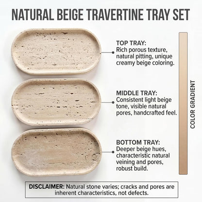 YKAJO Yellow Travertine Oval Marble Tray, 9.8x4.7 Vanity Perfume Organizer