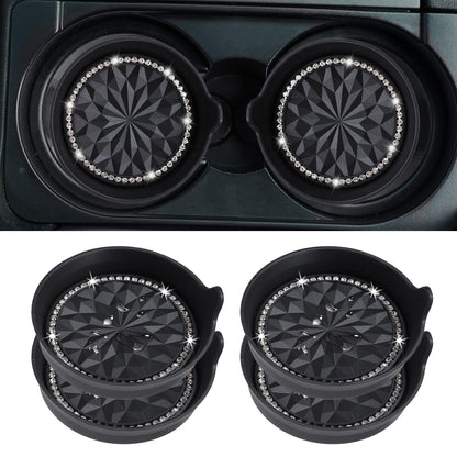 Amooca 4-Pack Car Cup Holder Coaster Bling Crystal Rhinestone Car Interior