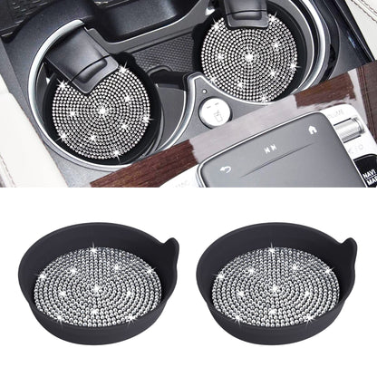 Amooca 4-Pack Car Cup Holder Coaster Bling Crystal Rhinestone Car Interior