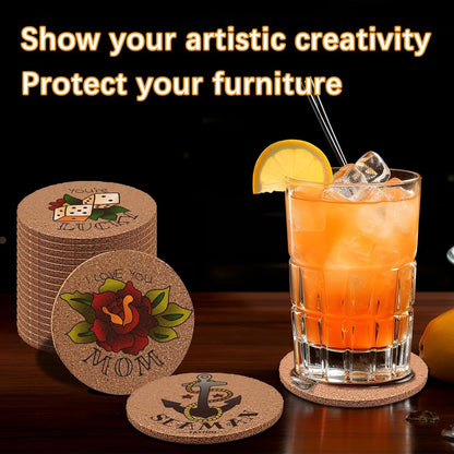 50 pcs Cork Coasters for Drinks, Bulk Blank Coasters DIY Crafts, Non-Slip, Heat-Resistant, Absorbent and Reusable Coffee Coaster for Home Tabletop Decoration