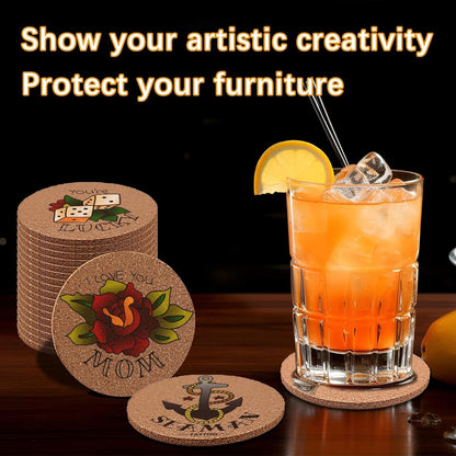 50 pcs Cork Coasters for Drinks, Bulk Blank Coasters DIY Crafts, Non-Slip, Heat-Resistant, Absorbent and Reusable Coffee Coaster for Home Tabletop Decoration