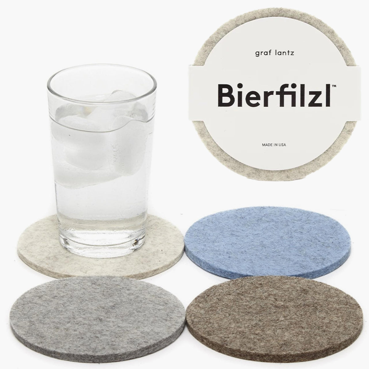 Graf Lantz - Bierfilzl Merino Wool Round Coasters Set of 4 - Charcoal (4" Circles) - Absorbs 30% of Weight - German Wool - Heat Resistant, Sustainable, & Reusable - Home Decor & Coffee Table Decor