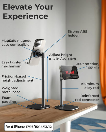 COOPER MagStand Magnetic Phone Stand for Desk, MagSafe Tripod iPhone 18 Pro