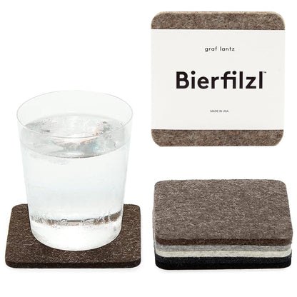 Graf Lantz - Bierfilzl Merino Wool Round Coasters Set of 4 - Charcoal (4" Circles) - Absorbs 30% of Weight - German Wool - Heat Resistant, Sustainable, & Reusable - Home Decor & Coffee Table Decor