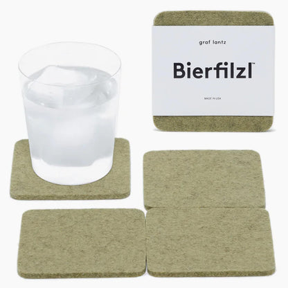 Graf Lantz - Bierfilzl Merino Wool Round Coasters Set of 4 - Charcoal (4" Circles) - Absorbs 30% of Weight - German Wool - Heat Resistant, Sustainable, & Reusable - Home Decor & Coffee Table Decor