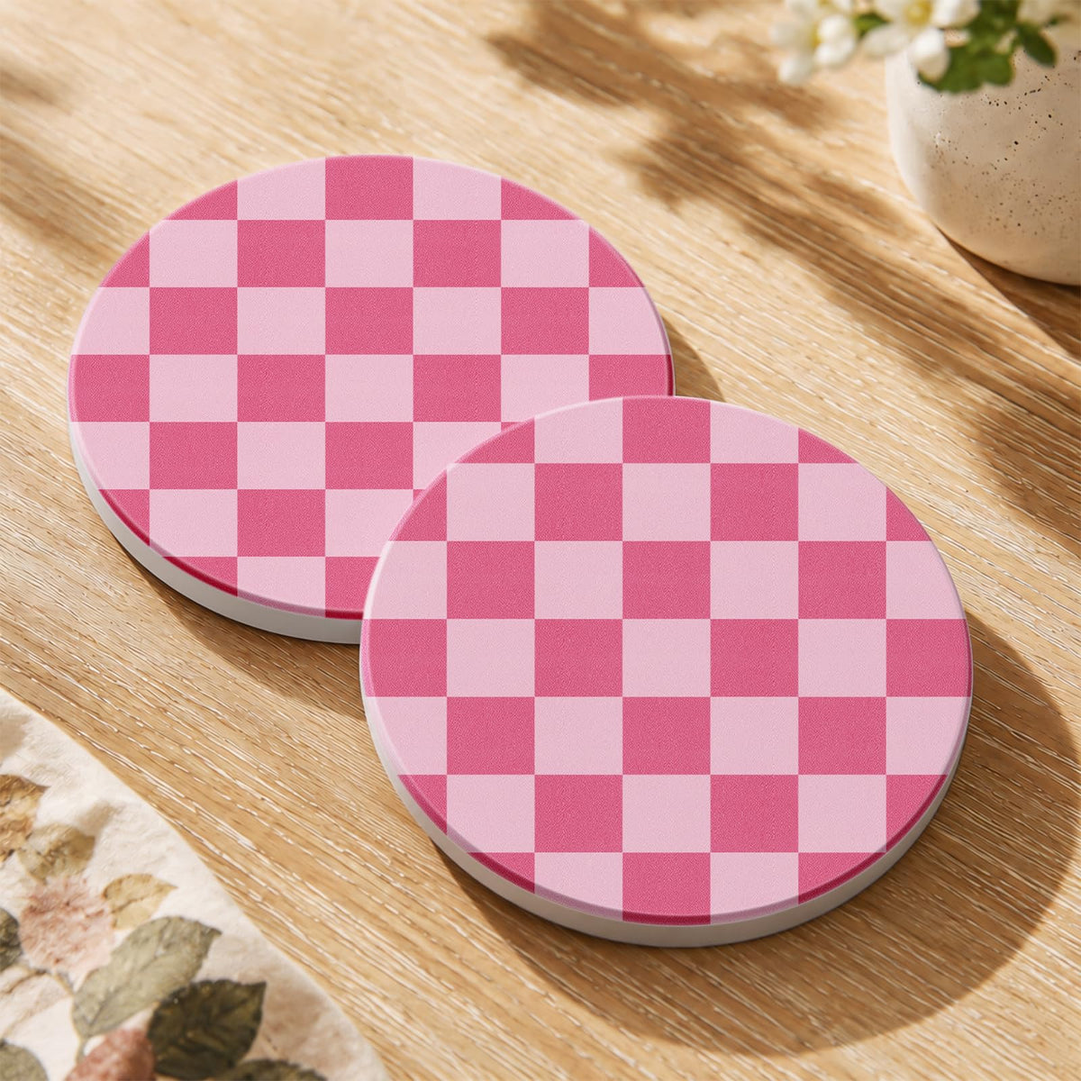 Oqplog 2 Pack Ceramic Absorbent Drink Coasters for Women