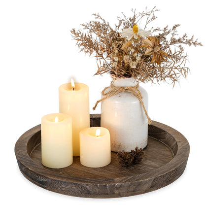 Romadedi Farmhouse Wooden Candle Tray, 11 Inch Round