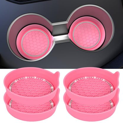 Amooca 4-Pack Car Cup Holder Coaster Bling Crystal Rhinestone Car Interior