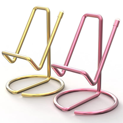 Metal Cell Phone Stand for Desk, Cute One-Piece Phone Holder, Stable Desktop Display Dock for iPhone, iPad, Samsung, Tablets & All Mobile Phones, Gold