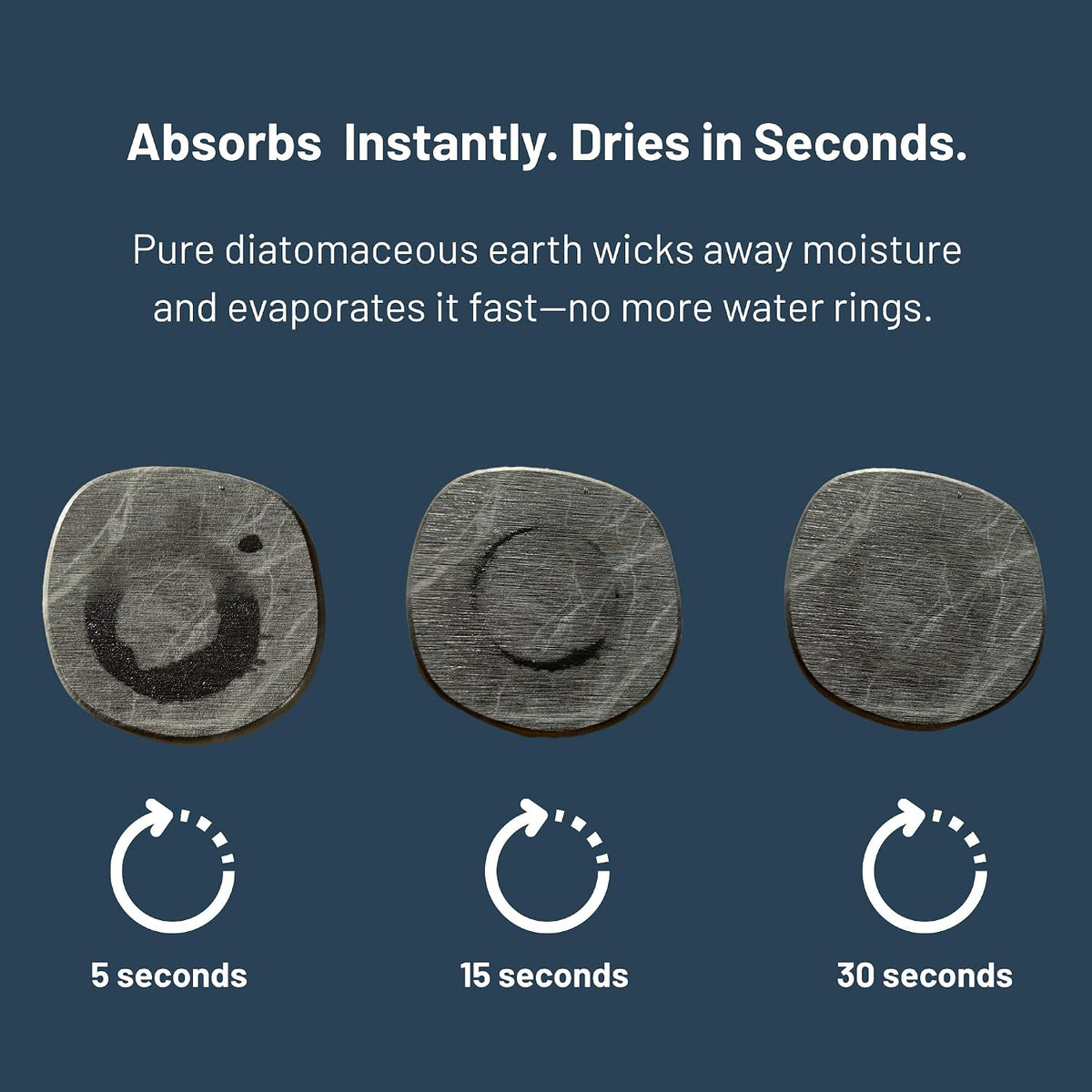 Diatomaceous Earth Coasters Set of 4 | Absorbent Stone Coasters for Drinks | Quick Dry, Water Absorbing | Non-Toxic, BPA-Free | Female Founded USA Brand