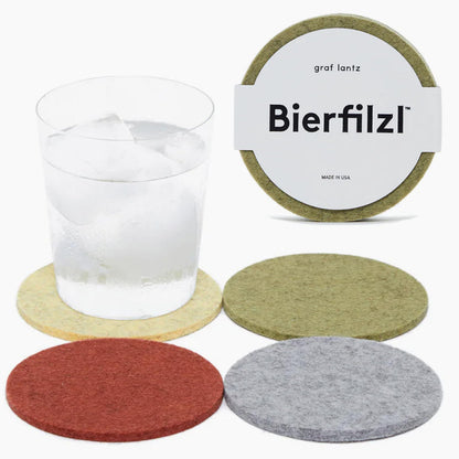 Graf Lantz - Bierfilzl Merino Wool Round Coasters Set of 4 - Charcoal (4" Circles) - Absorbs 30% of Weight - German Wool - Heat Resistant, Sustainable, & Reusable - Home Decor & Coffee Table Decor