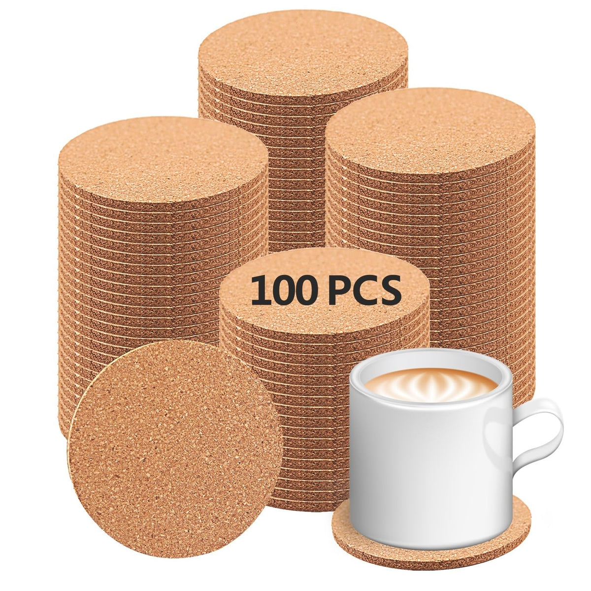 50 pcs Cork Coasters for Drinks, Bulk Blank Coasters DIY Crafts, Non-Slip, Heat-Resistant, Absorbent and Reusable Coffee Coaster for Home Tabletop Decoration