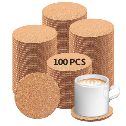 50 pcs Cork Coasters for Drinks, Bulk Blank Coasters DIY Crafts, Non-Slip, Heat-Resistant, Absorbent and Reusable Coffee Coaster for Home Tabletop Decoration