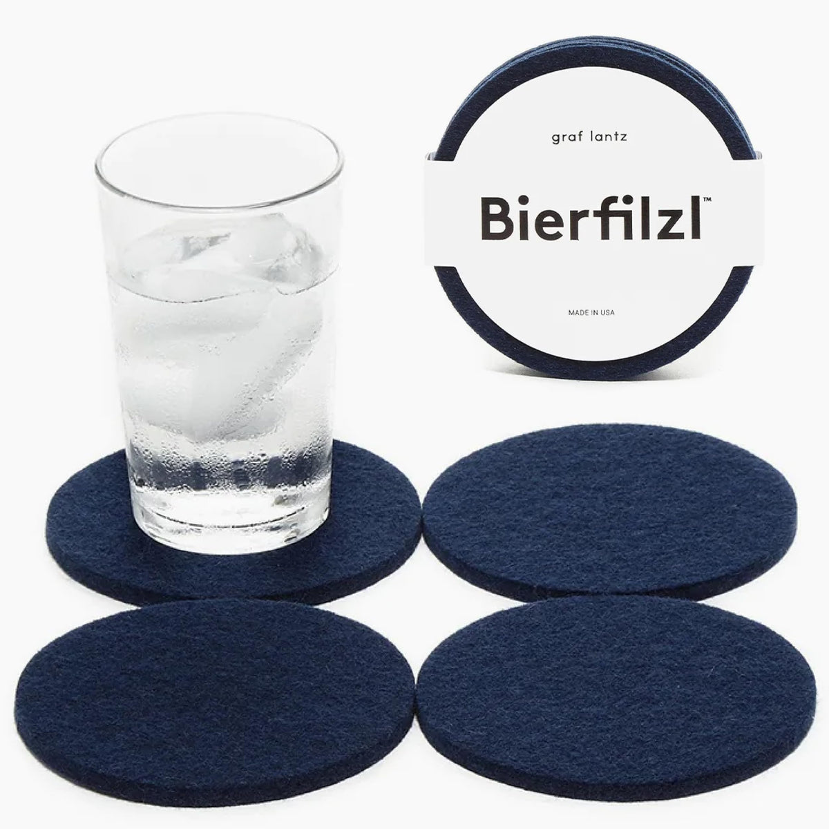 Graf Lantz - Bierfilzl Merino Wool Round Coasters Set of 4 - Charcoal (4" Circles) - Absorbs 30% of Weight - German Wool - Heat Resistant, Sustainable, & Reusable - Home Decor & Coffee Table Decor